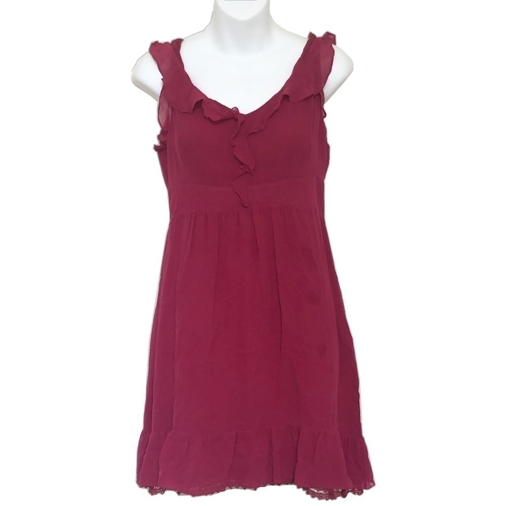 Moulinette Soeurs Dark Pink Silk Ruffle‎ Dress